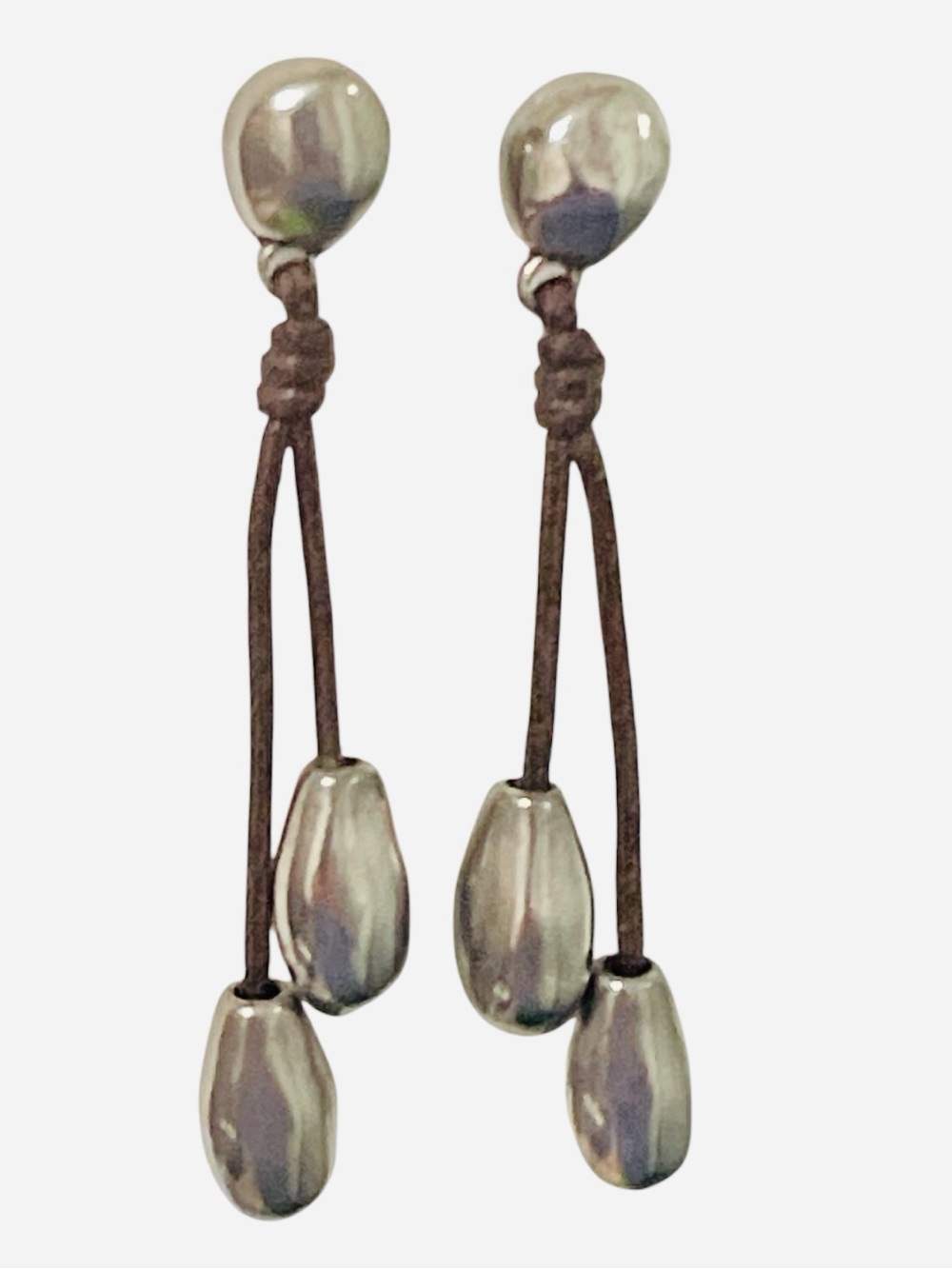Uno de 50 Drop Leather Silver Earrings Unode50 Handmade Spain